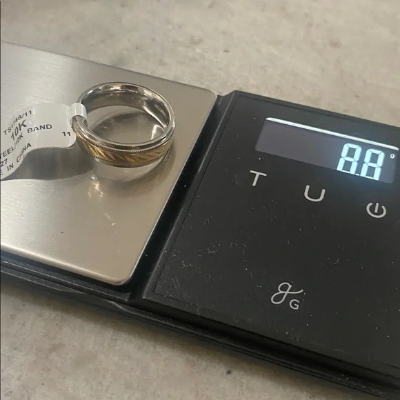 10K Gold & Stainless Steel Wedding Band Comfort Smooth Nice Heavy Band stamped - Picture 6 of 8